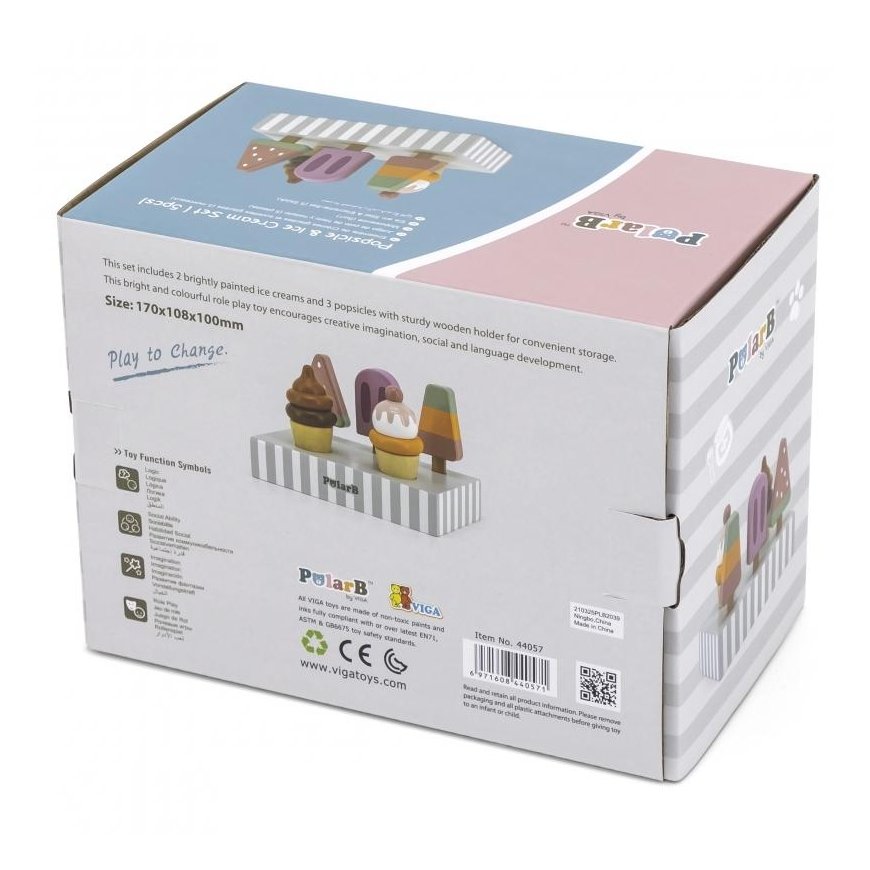 Viga Toys Mediniai spalvoti ledai 5 vnt. su stovu Viga PolarB – 5