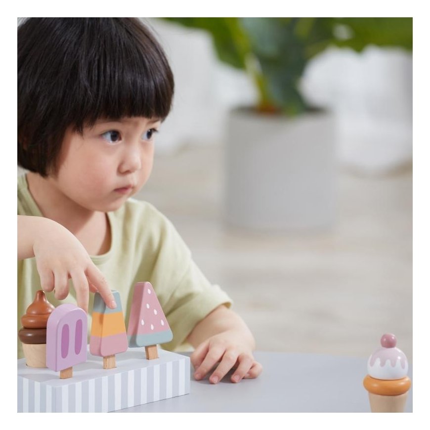 Viga Toys Mediniai spalvoti ledai 5 vnt. su stovu Viga PolarB – 11
