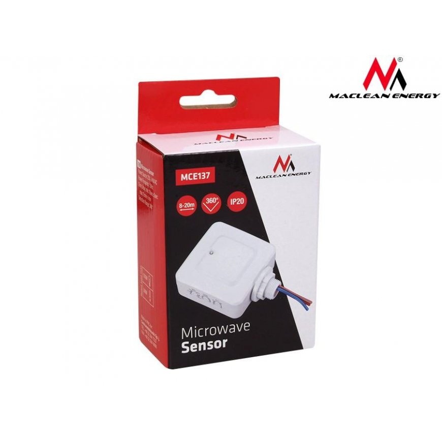 Maclean Integrated microwave motion sensor MCE137, 1200W range 4m-10m (MCE137) – 10