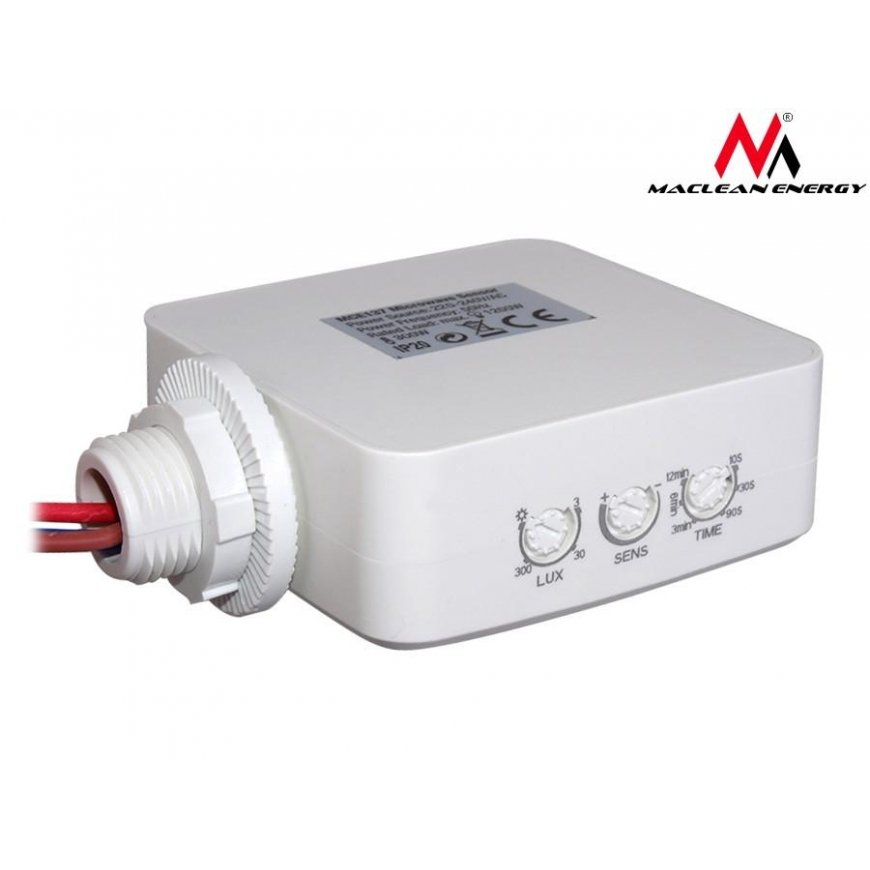 Maclean Integrated microwave motion sensor MCE137, 1200W range 4m-10m (MCE137) – 11