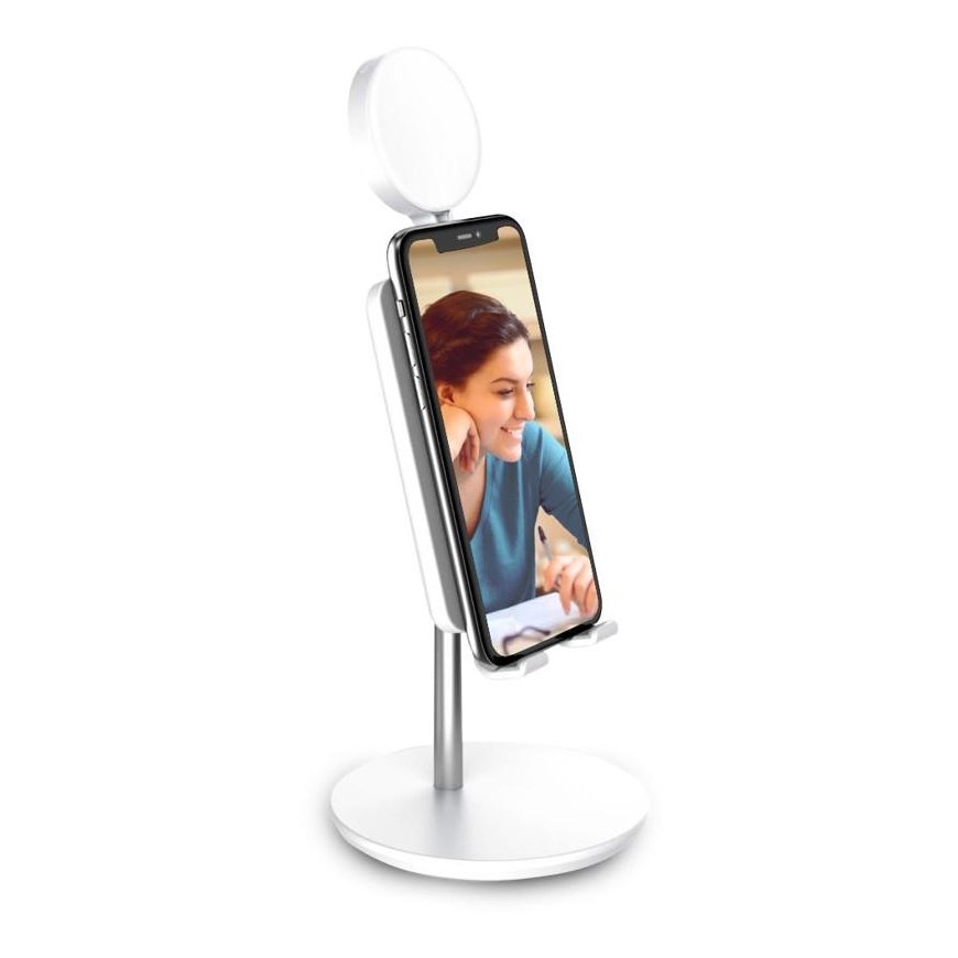 Žiedinė lempa DigiPower Digipower spindintis telefono laikiklis su 3 colių žiedine šviesa – 4
