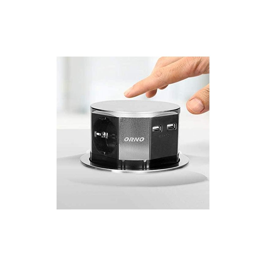 Orno Furniture socket? 10 cm removable from the table top with USB charger and 1.5 m cable, 3x2P + Z – 5