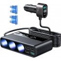 Car charger Joyroom 9in1 154W 3x12V, PD USB Type-C, QC3.0 USB-A, 4xUSB-A JR-CL06 Car charger Joyroom 9in1 154W 3x12V, PD USB Type-C, QC3.0 USB-A, 4xUSB-A JR-CL06