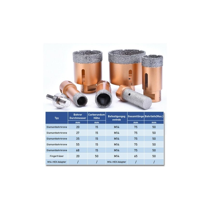 SMART365 deimantų angų grąžtas į 6 –68 mm aukštį, m14 9 mm. – 3
