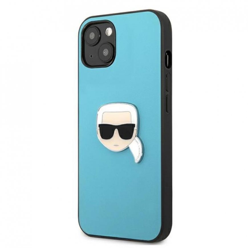 Karl Lagerfeld KLHCP13SPKMB iPhone 13 mini 5,4" mėlyna/mėlynas kietas dėklas Oda Ikonik Karl&39s Hea – 3