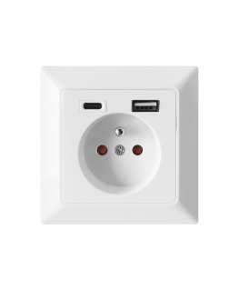 Orno Vienas lizdas 2P + Z, USB-A + USB-C, išvestis 5VDC, maks. 2,8A