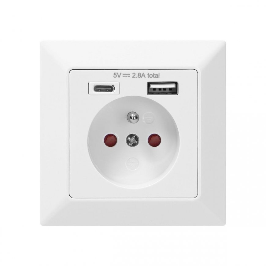 Orno One socket 2P + Z, USB-A + USB-C, output 5VDC, max. 2.8A – 4