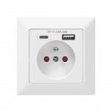 Orno Vienas lizdas 2P + Z, USB-A + USB-C, išvestis 5VDC, maks. 2,8A Orno Vienas lizdas 2P + Z, USB-A + USB-C, išvestis 5VDC, maks. 2,8A