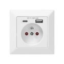 Orno One socket 2P + Z, USB-A + USB-C, output 5VDC, max. 2.8A Orno One socket 2P + Z, USB-A + USB-C, output 5VDC, max. 2.8A