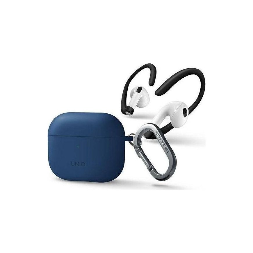 UNIQ DĖKLAS nexo AirPods 3 GEN + ausų kabliukai silikoninis mėlyna/mėlyna – 2