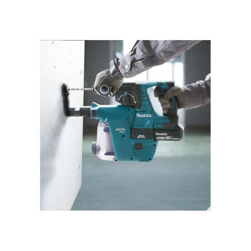 Makita DHR242ZJW*Available in April Akumuliatorinis perforatorius, 18 V, SDS-PLUS, 2,0J LED, VACUUM, – 9