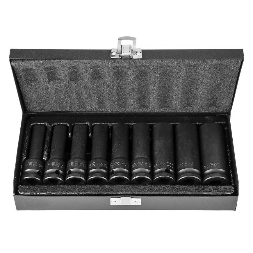 Neo Torx 1/2 colio smūginių lizdų E10-E24 rinkinys, ilgi 9 vnt (12-110) – 7