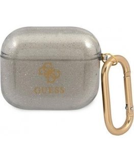 Guess apsauginis dėklas GUA3UCG4GK Glitter Collection, skirtas AirPods 3 pilkas