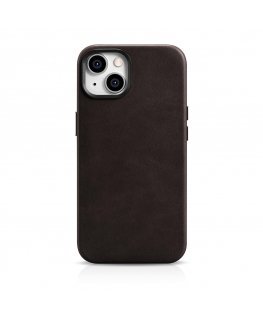 icarer alyvos vaškas Premium odos dėklas iPhone 14 Plus Magnetinės odos dėklas su MagSafe Brown (WMI14220703-BN)
