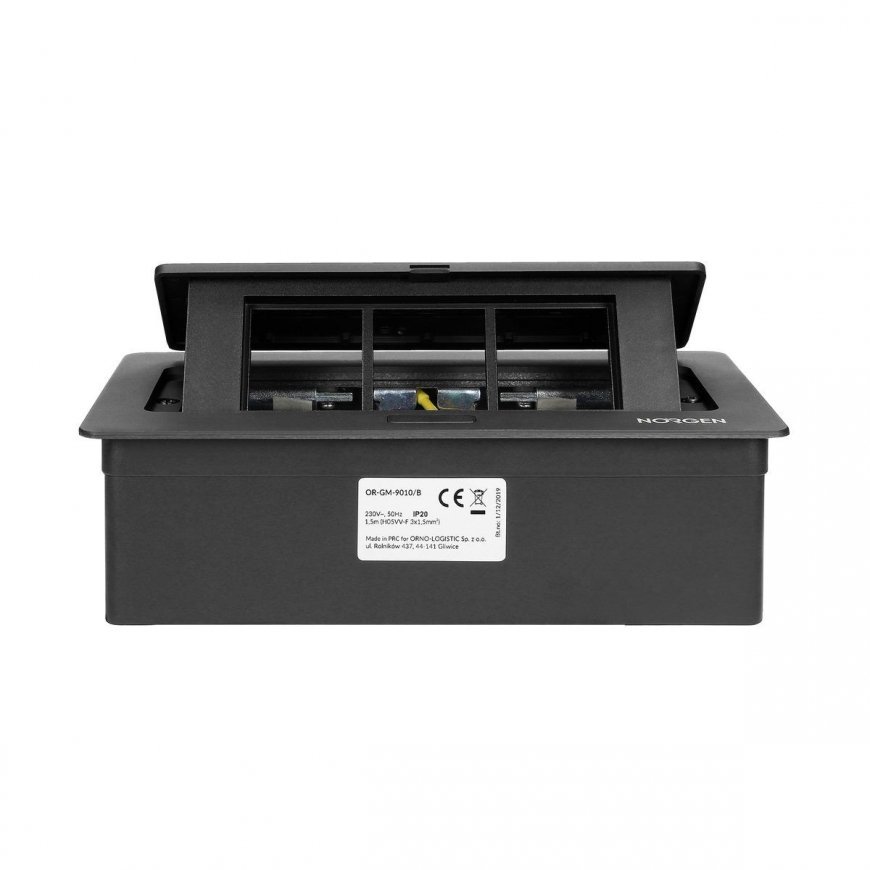 Orno NOEN Furniture cassette recessed into table top with integrated PVC frame for modular sockets 3 – 6