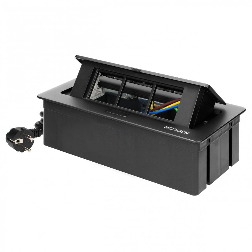 Orno NOEN Baldų kasetė, įleista į stalviršį su integruotu PVC rėmu moduliniams lizdams 3 x 45x45 mm – 8