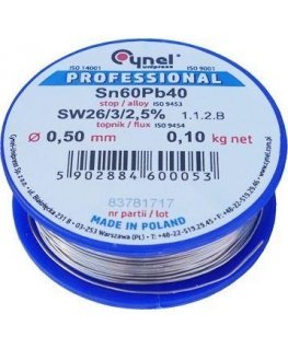 Cynel „Premium Lux Tin“ 0,50 mm 100 g SW26 / 3 / 2,5 % lydmetalis (Sn60Pb40)