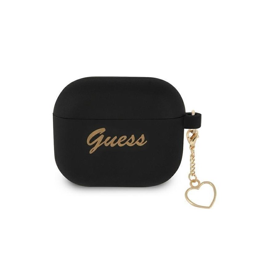 Guess GUA3LSCHSK AirPods 3 dangtelis juodas/juodas silikono žavesio širdies kolekcija