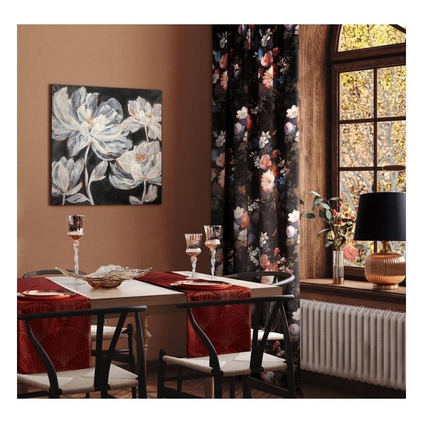 Eurofirany BLINK / 14 Velvet table runner with a large art deco fan pattern, 35X180 cm, color: brick – 8