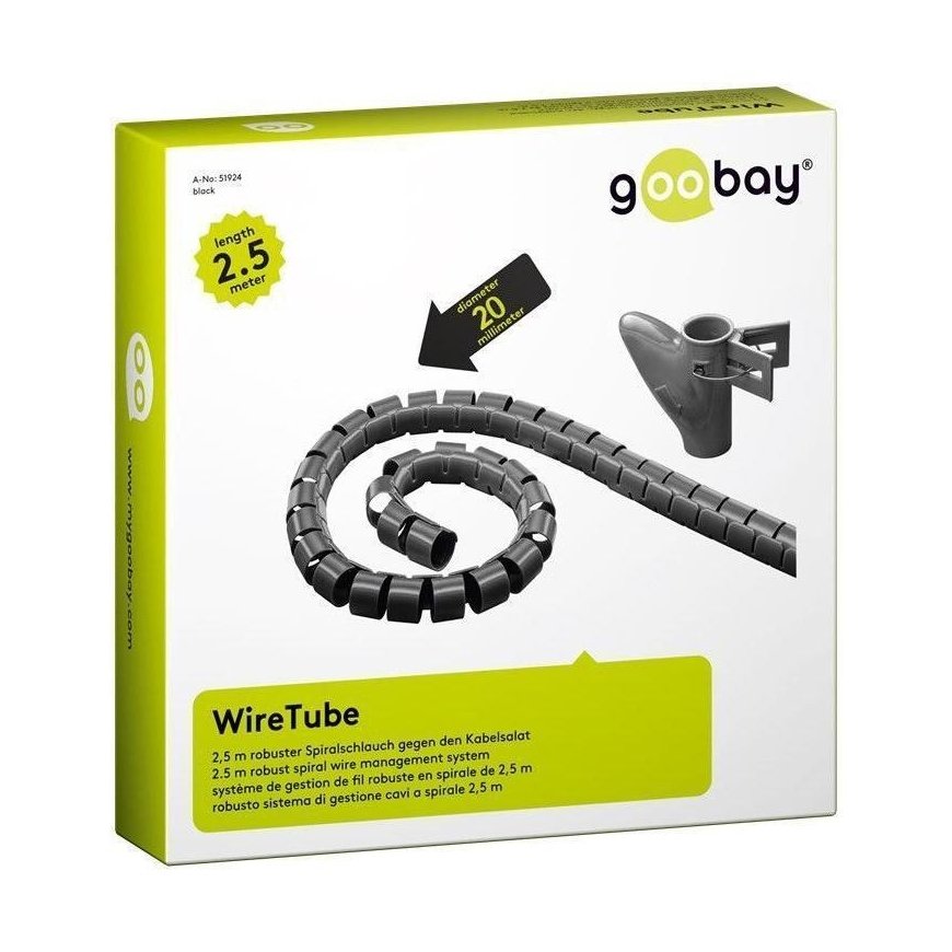 Goobay 51924 WireTube, black, Hanging box - 2.5 m – 6