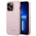Guess Glitter Flakes Metal Logo Case iPhone 14 Pro Max pink Guess Glitter Flakes Metal Logo Case iPhone 14 Pro Max pink