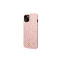 Guess Glitter Flakes Metal Logo Case iPhone 14 Pro Max pink Guess Glitter Flakes Metal Logo Case iPhone 14 Pro Max pink