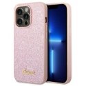 Guess Glitter Flakes Metal Logo Case iPhone 14 Pro Max pink Guess Glitter Flakes Metal Logo Case iPhone 14 Pro Max pink