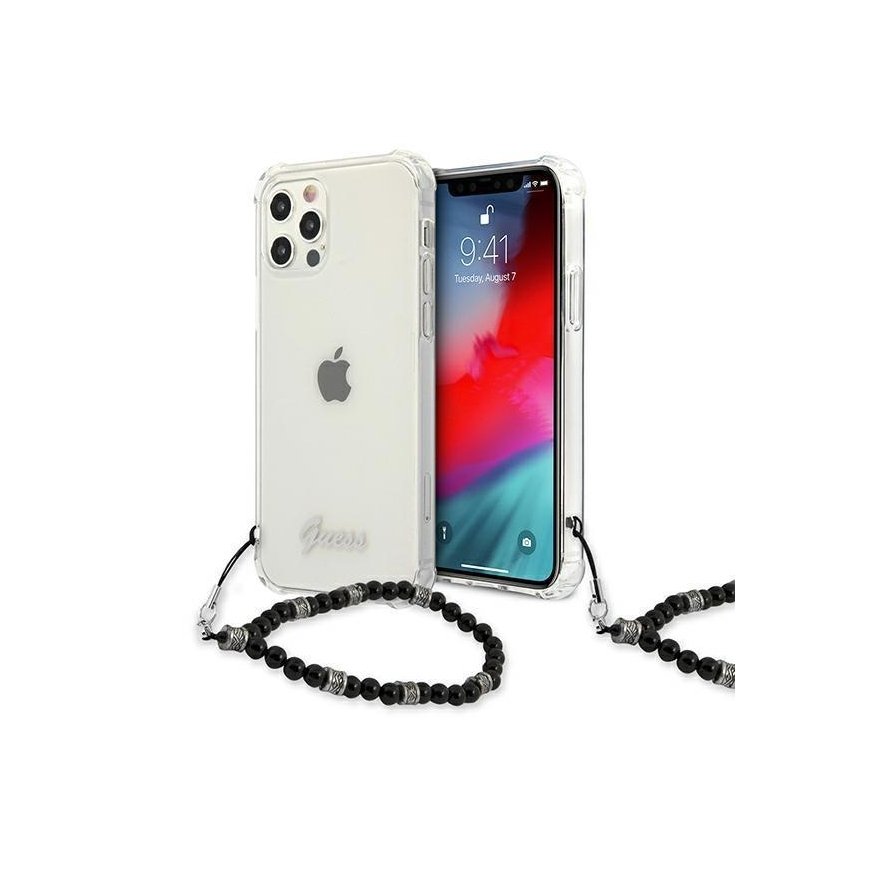 Guess GUHCP12MKPSBK iPhone 12/12 Pro 6.1quot Transparent hardcase Juodas Pearl