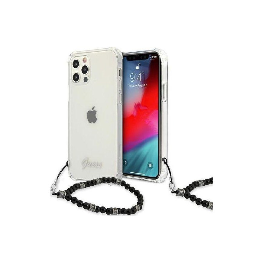 Guess GUHCP12MKPSBK iPhone 12/12 Pro 6.1quot Transparent hardcase Juodas Pearl – 2