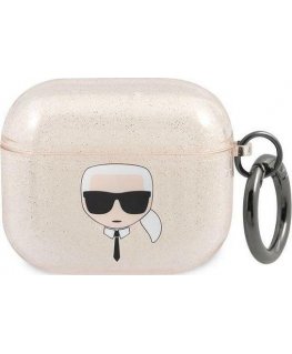Karl Lagerfeld Protective case KLA3UKHGD Shiny Karl head AirPods 3 gold color