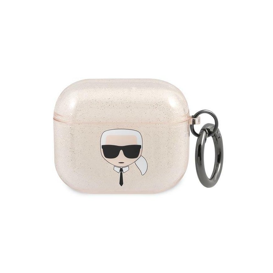 Karl Lagerfeld Apsauginis dėklas KLA3UKHGD Blizgantis Karlo galvutė AirPods 3 aukso spalvos – 2