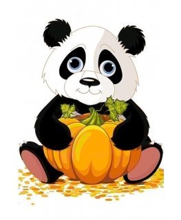 Beldizart Panda with pumpkin 20 x 30 cm WD318