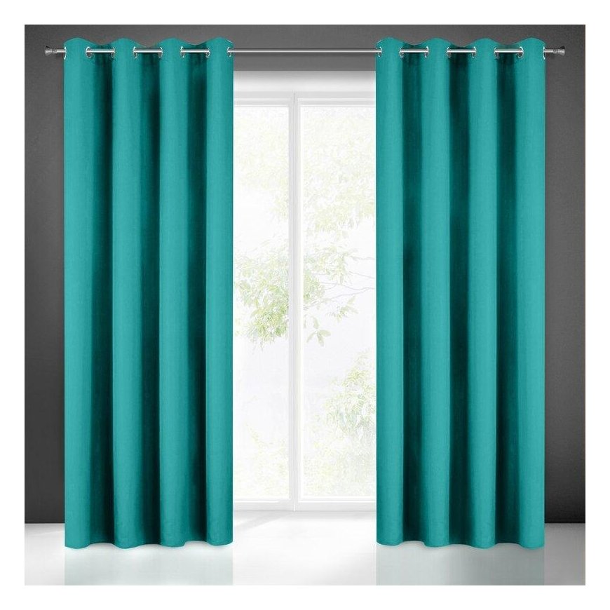 Night curtain Eurofirany RITA made of smooth fabric, 140X250 cm loops / wheels, color: turquoise – 10