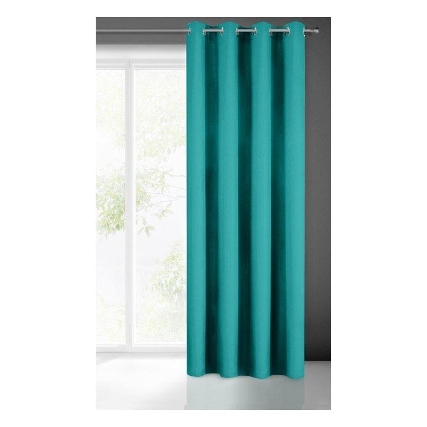 Night curtain Eurofirany RITA made of smooth fabric, 140X250 cm loops / wheels, color: turquoise – 11