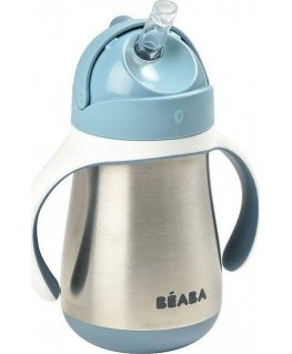 BEABA METAL DRINK WITH STRAW, 250 ML, WINDY Blue