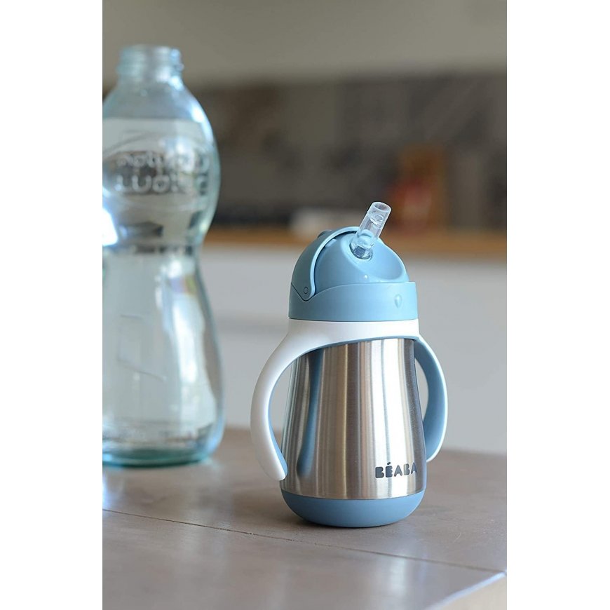 BEABA METAL DRINK WITH STRAW, 250 ML, WINDY Blue – 4