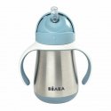 BEABA METAL DRINK WITH STRAW, 250 ML, WINDY Blue