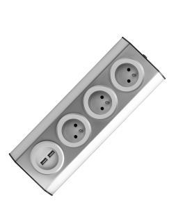 Orno Baldai, kitchen outlet, fastened with Velcro, with USB charger - 3x2P + Z, 2xUSB, INOX.