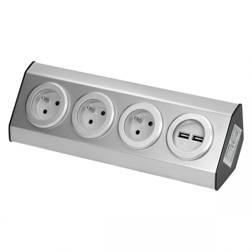 Orno Baldai, kitchen outlet, fastened with Velcro, with USB charger - 3x2P + Z, 2xUSB, INOX. – 2
