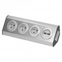 Orno Baldai, kitchen outlet, fastened with Velcro, with USB charger - 3x2P + Z, 2xUSB, INOX.