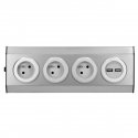 Orno Baldai, kitchen outlet, fastened with Velcro, with USB charger - 3x2P + Z, 2xUSB, INOX.