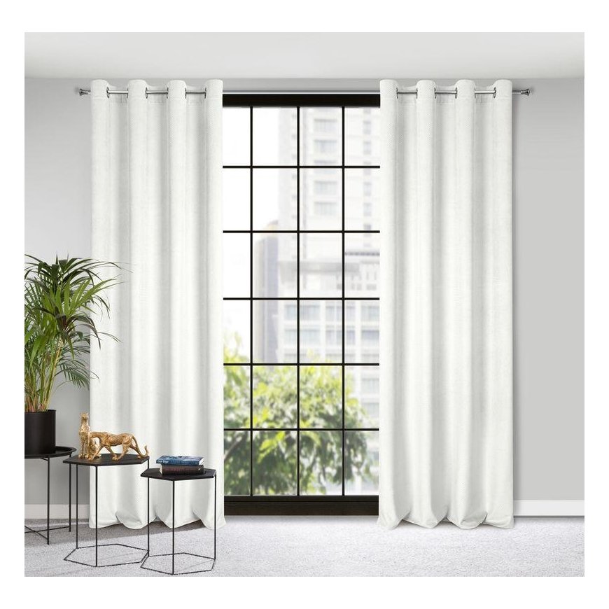 Eurofirany ELIZA Soft velvet night curtain with small pattern, 140X250 cm, loops / rings, color: whi