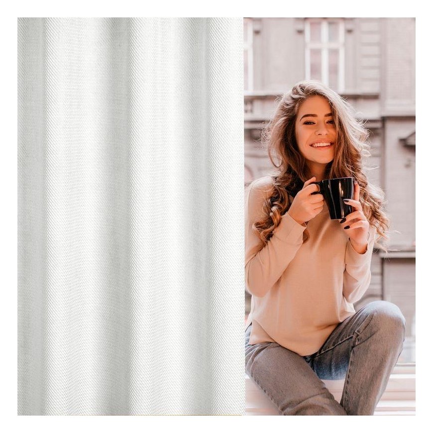 Eurofirany ELIZA Soft velvet night curtain with small pattern, 140X250 cm, loops / rings, color: whi – 13