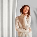 Eurofirany ELIZA Soft velvet night curtain with small pattern, 140X250 cm, loops / rings, color: whi Eurofirany ELIZA Soft velvet night curtain with small pattern, 140X250 cm, loops / rings, color: whi