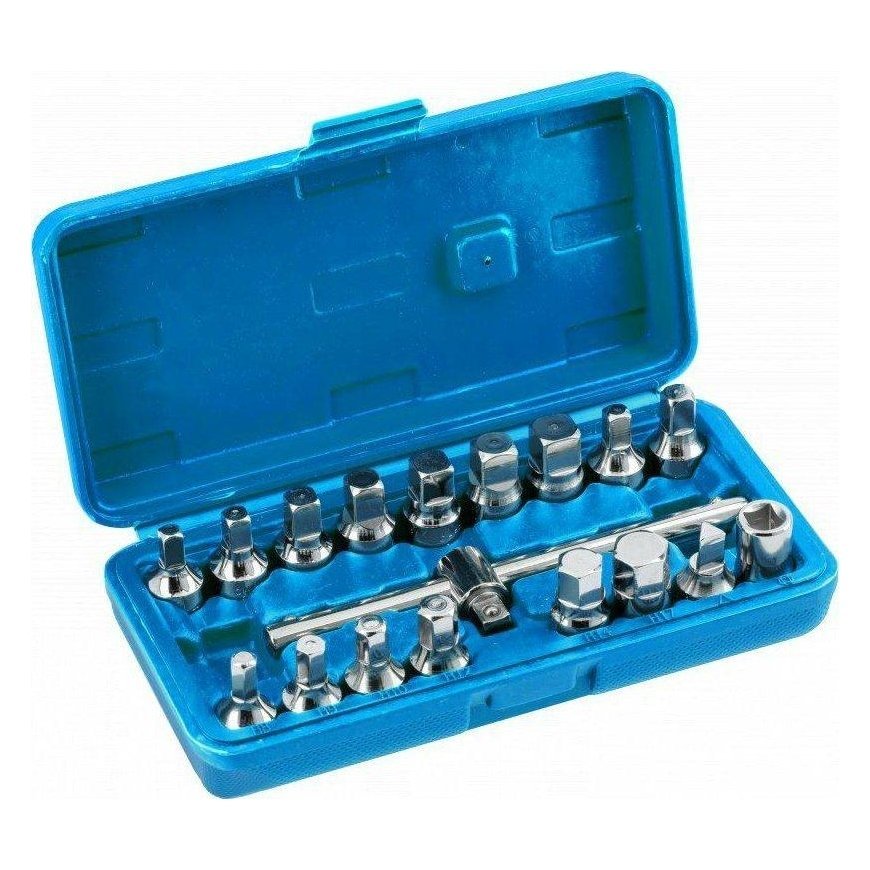 Hogert Technik HOGERT Rinkinys KLUCZY DO SPUSTU OLEJU 3/8" 18el. – 2