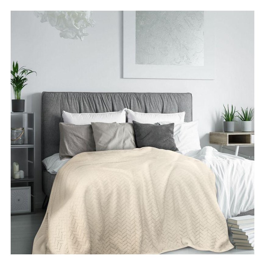 Eurofirany DESIGN 91 Soft and gentle blanket CINDY with embossed pattern, 220X200 cm, color: beige – 2
