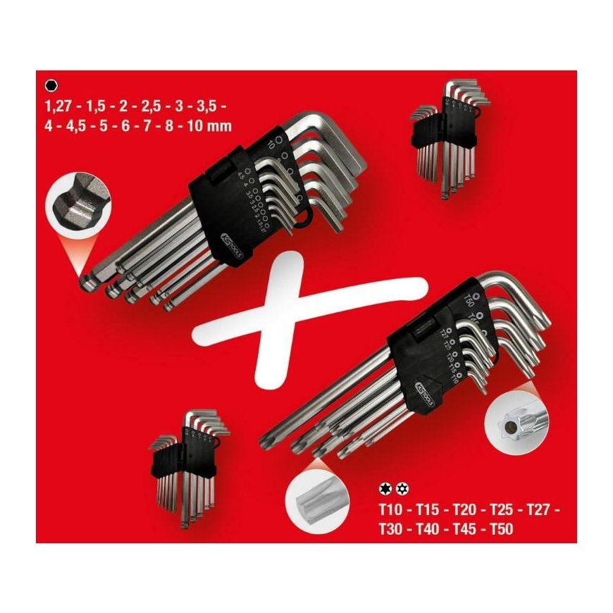 L-key hex and Torx set, 22 pcs., KS Tools – 3