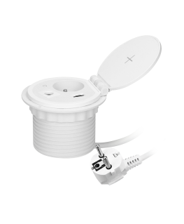 Orno Baldų lizdas? 8 cm įleistas į stalviršį su indukciniu įkrovikliu, USB įkrovikliu su 2 A ir C lizdais, laido tarpikliu ir 1,
