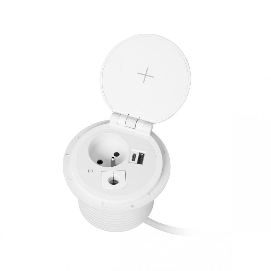 Orno Baldų lizdas? 8 cm įleistas į stalviršį su indukciniu įkrovikliu, USB įkrovikliu su 2 A ir C li – 5