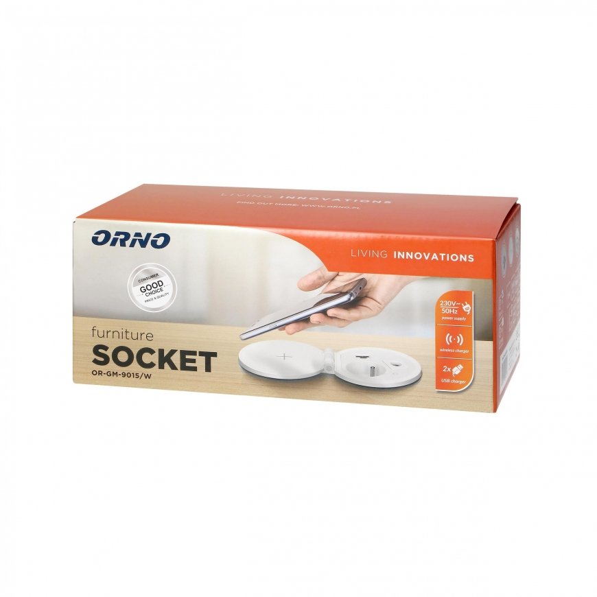 Orno's Furniture Nest? 8 cm recessed into the tabletop with induction charger, USB charger with 2 A – 9